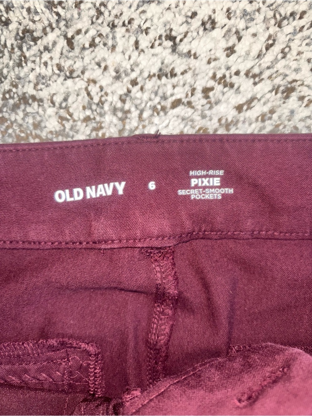 Old Navy High Rise Pixie Bootcut Pants Size 6 | Burgundy Wine Red Stretch - Picture 5 of 6